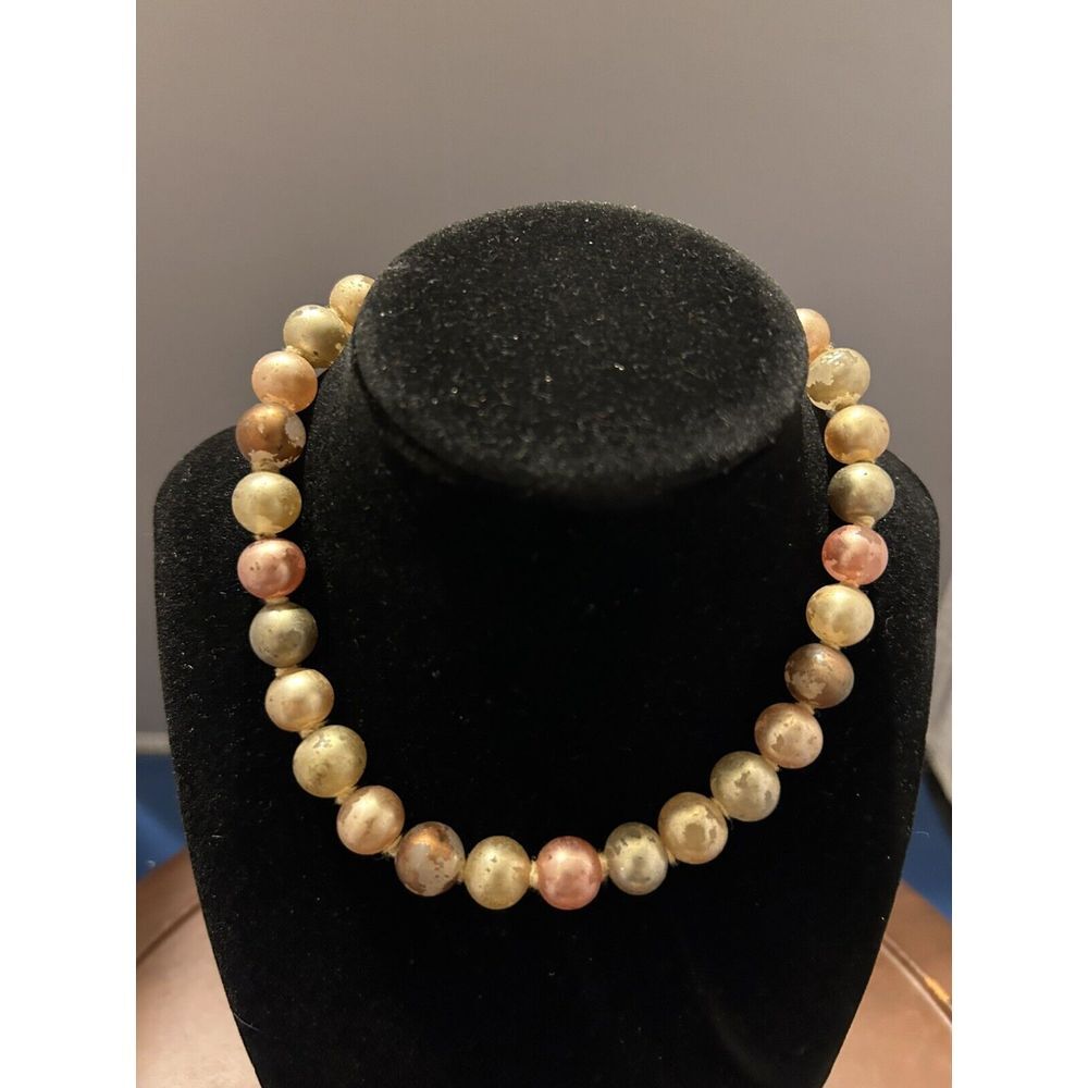 Vintage Chunky Beaded‎ Necklace Statement Costume Pink Yellow